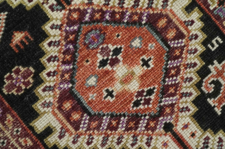 Ready to ship 2.6x6 Runner Traditional Hand Knotted Rust And Black Wool Rug