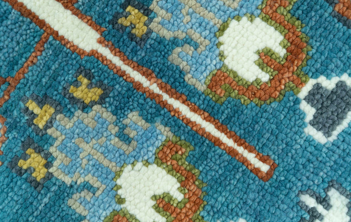 Ready to Ship Tree of Life Traditional Hand Knotted 8x10 Teal Blue and Ivory Wool Area Rug