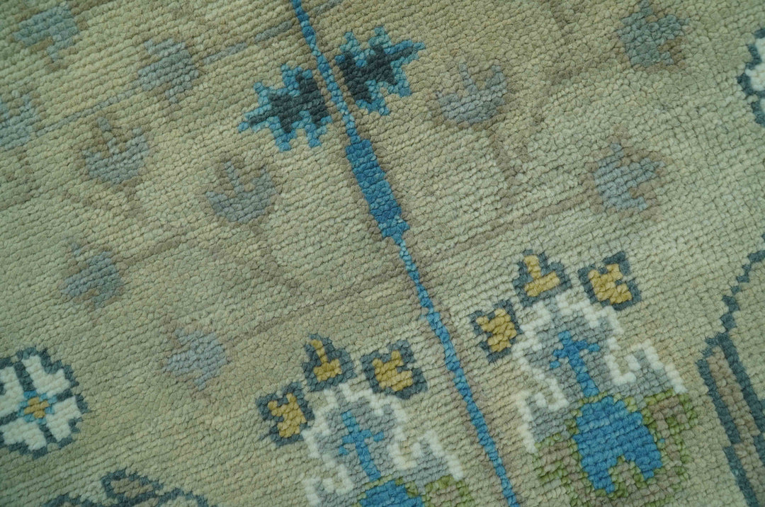 Ready to Ship 9x12 Tree of life Beige and Blue Traditional Hand Knotted Wool Rug