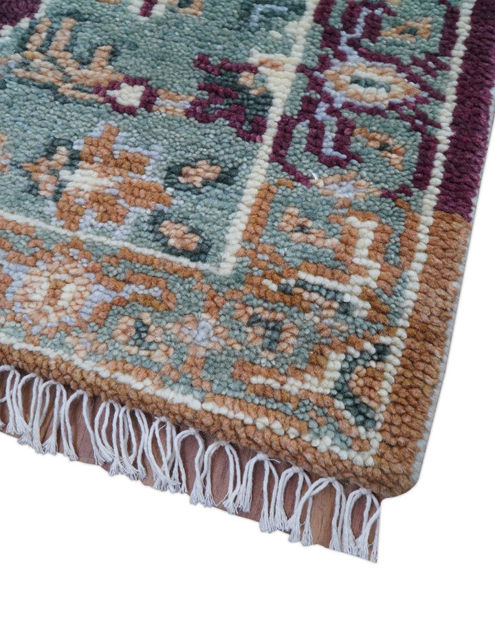 2.6x8 Hand Knotted Transitional Design Multicolor Wool Rug - The Rug Decor