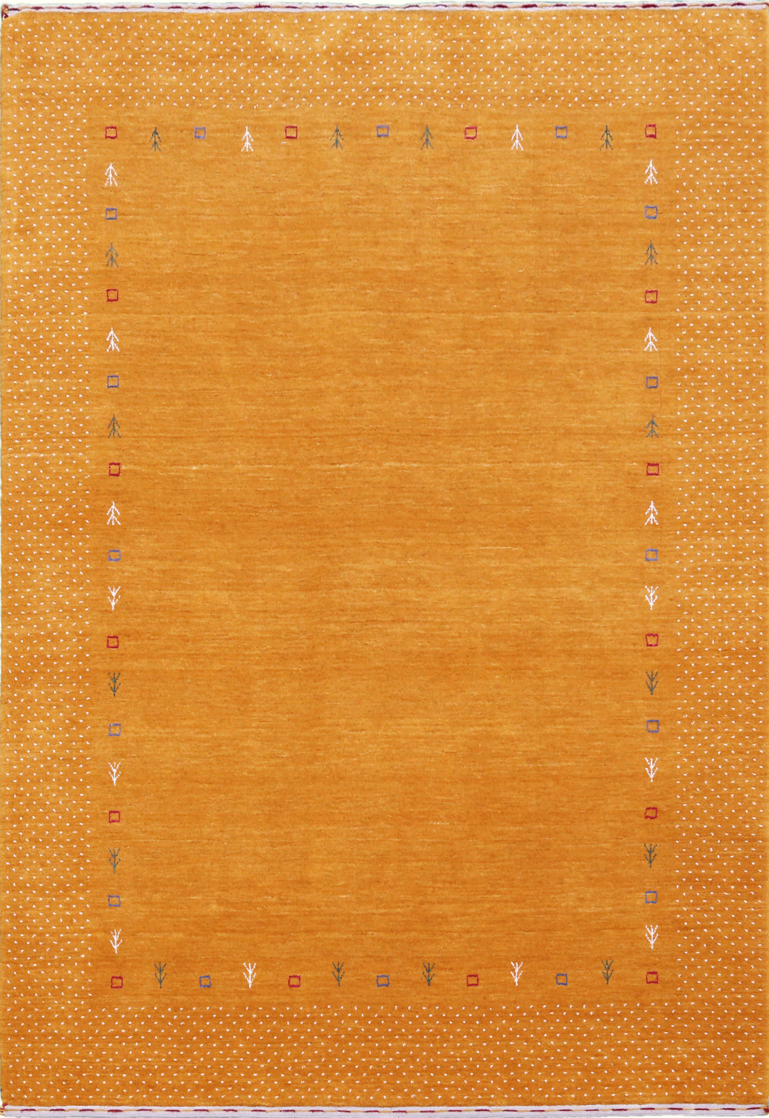 Gold Contemporary Gabbeh Border Design Hand Loomed Wool Area Rug