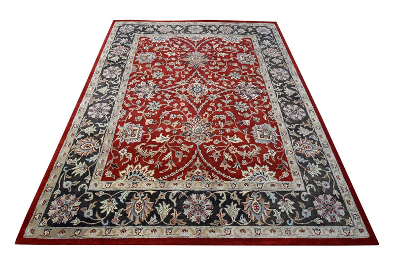 Floral Brown, Black and Beige Traditional Oriental Oushak 8x10 wool Area Rug