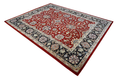 Floral Brown, Black and Beige Traditional Oriental Oushak 8x10 wool Area Rug