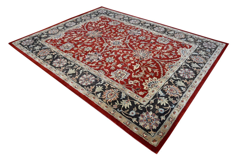 Floral Brown, Black and Beige Traditional Oriental Oushak 8x10 wool Area Rug