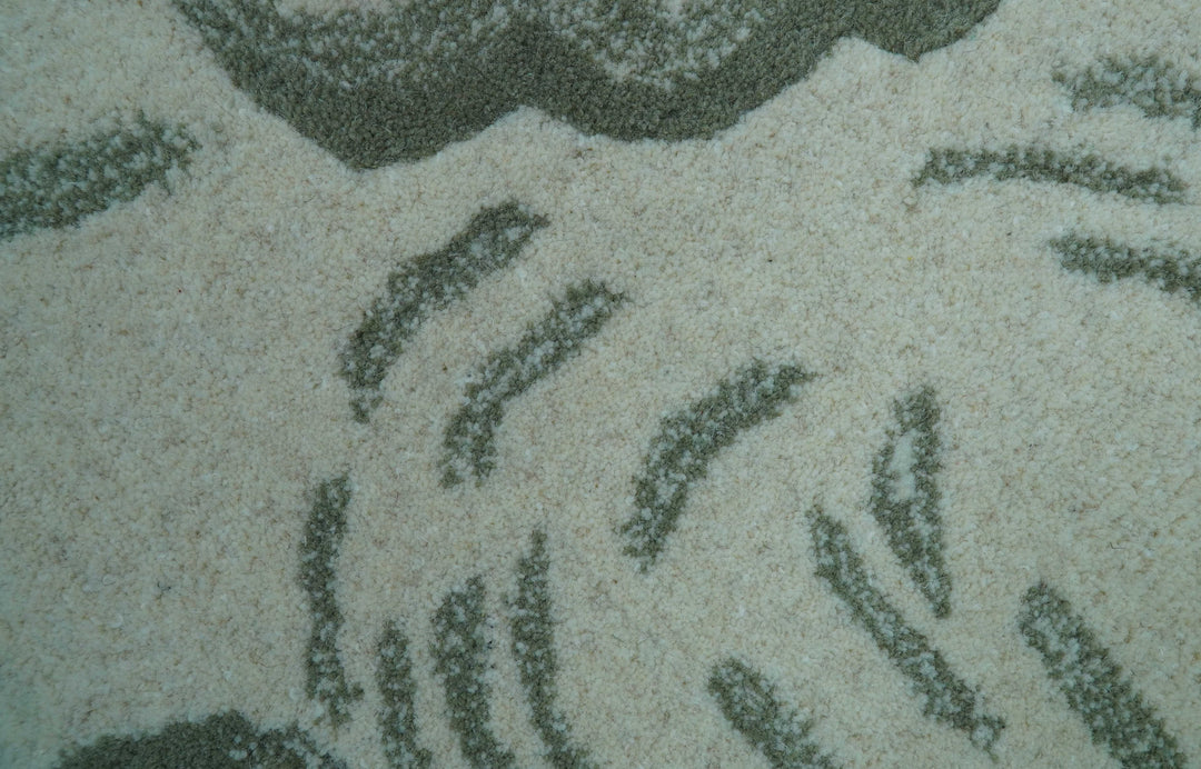 Hand Tufted White Animal Elephant 2x3 Wool Area Rug