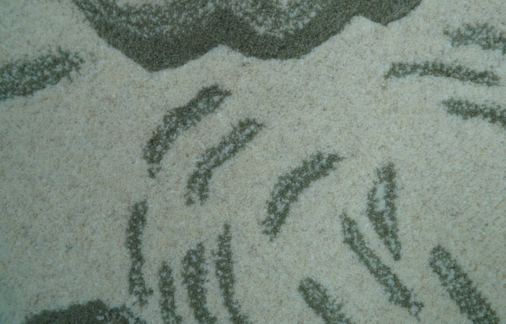 Hand Tufted White Animal Elephant 2x3 Wool Area Rug