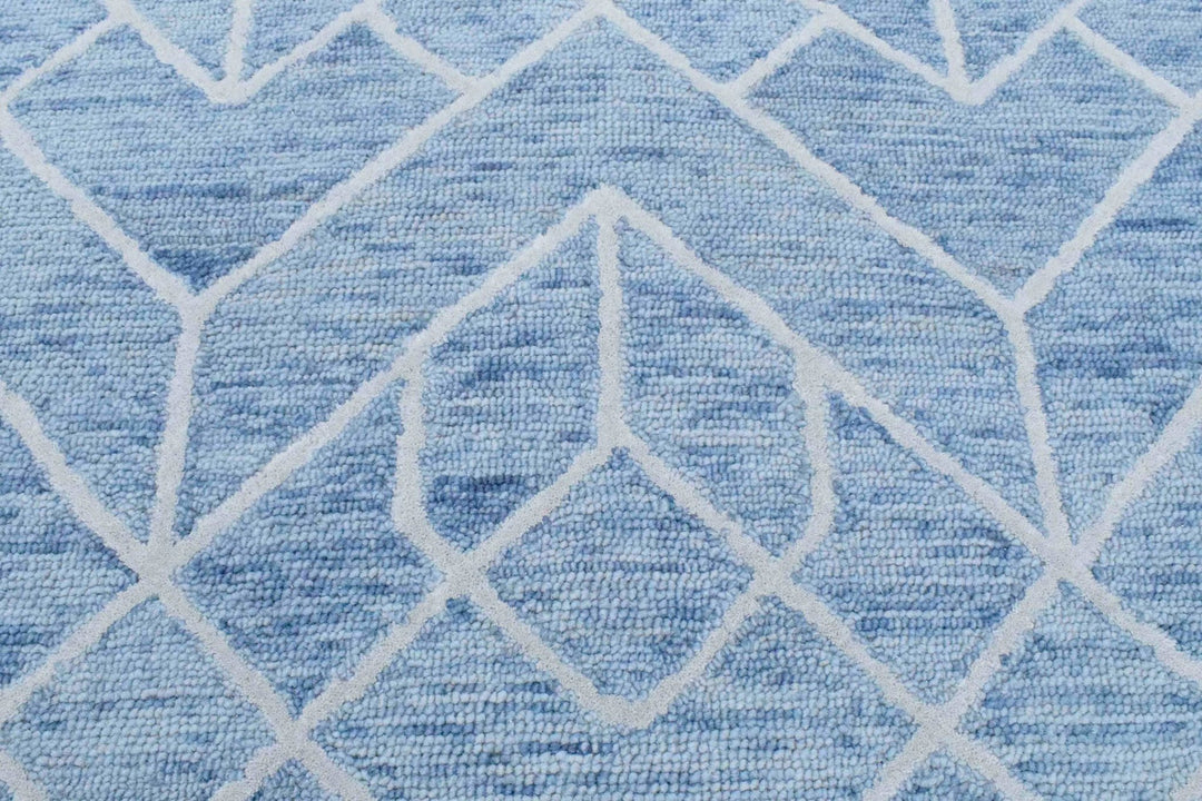 Quick Ship Modern Contemporary Blue And White Hand Tufted 5x8 Wool Rug