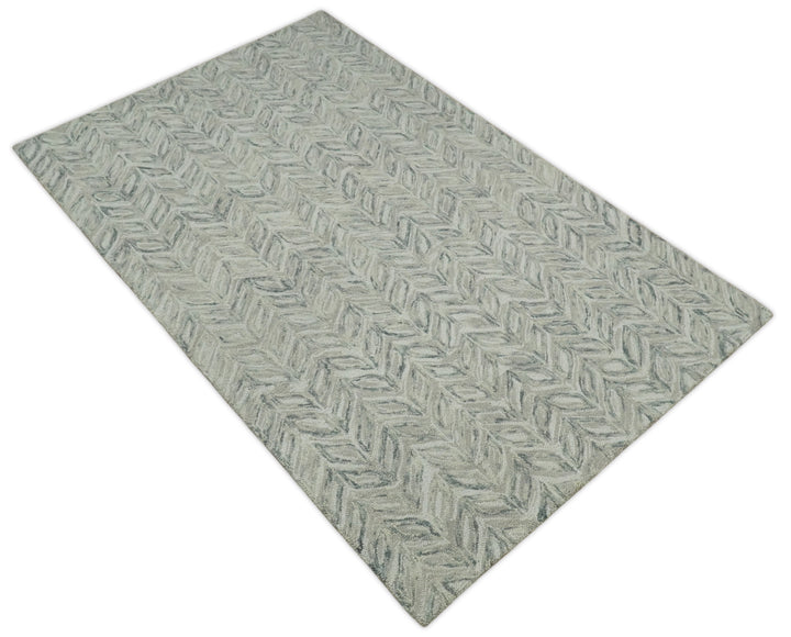 Quick Ship 5x8 Hand Tufted Modern Style Beige And Gray Wool Rug