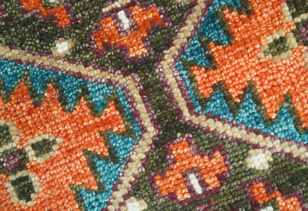 Quick Ship 8x8 Round Rust and Brown Traditional Oriental Hand Knotted Area Rug