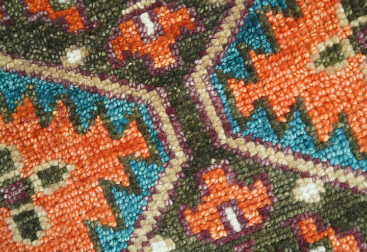 Quick Ship 8x8 Round Rust and Brown Traditional Oriental Hand Knotted Area Rug