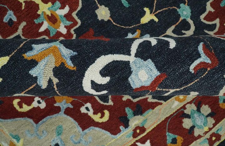 Ready to Ship 6x9 Traditional Charcoal And Maroon Hand Tufted Wool Rug