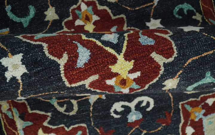 Quick Ship Traditional Charcoal And Maroon Hand Tufted 3x5 Wool Rug