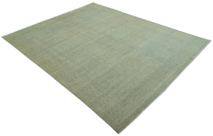 Traditional Turkish Fine Blue And Beige 9.7x12 Hand Knotted Wool Rug