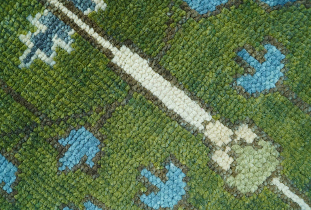 Ready to Ship Hand Knotted 2.6x12 Green and Ivory Tree of life Wool Area Rug