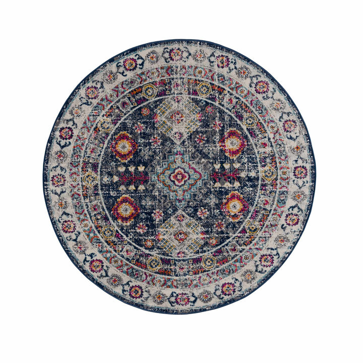 Tigrim Ivory And Blue Traditional Style Area Rug