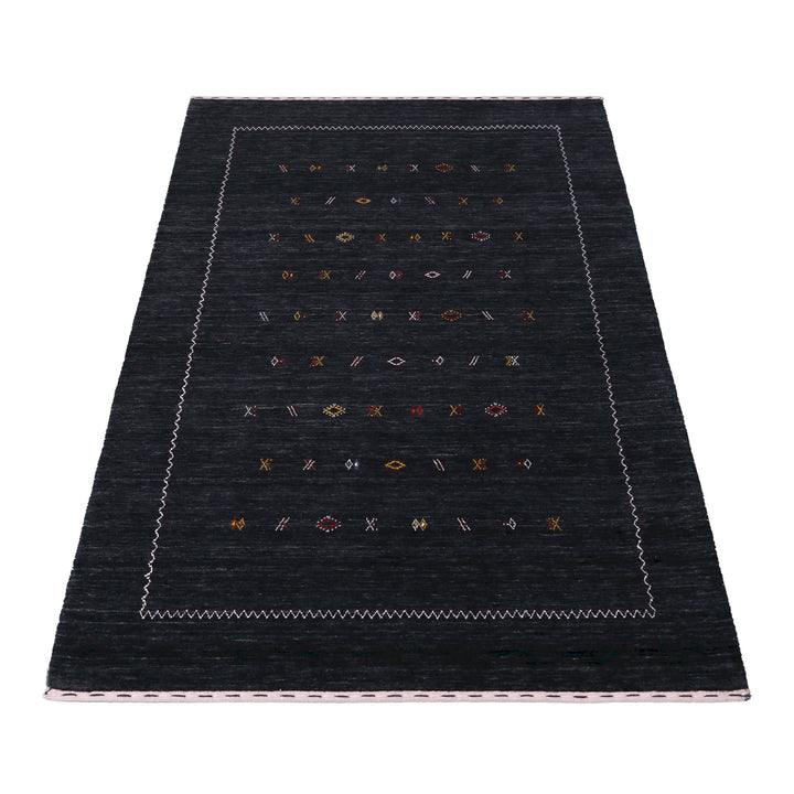 Modern Charcoal And White Hand Loomed Wool Area Rug