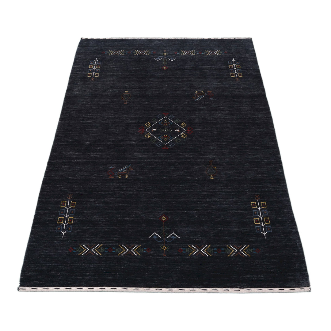 Charcoal Tribal Center Medallion Hand Loomed Wool Area Rug
