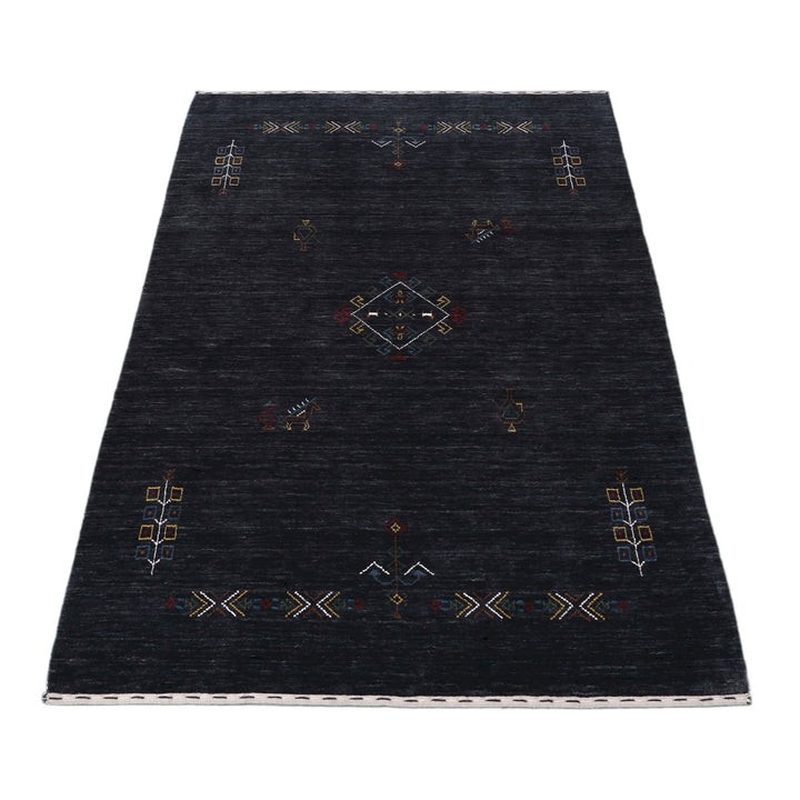 Charcoal Tribal Center Medallion Hand Loomed Wool Area Rug