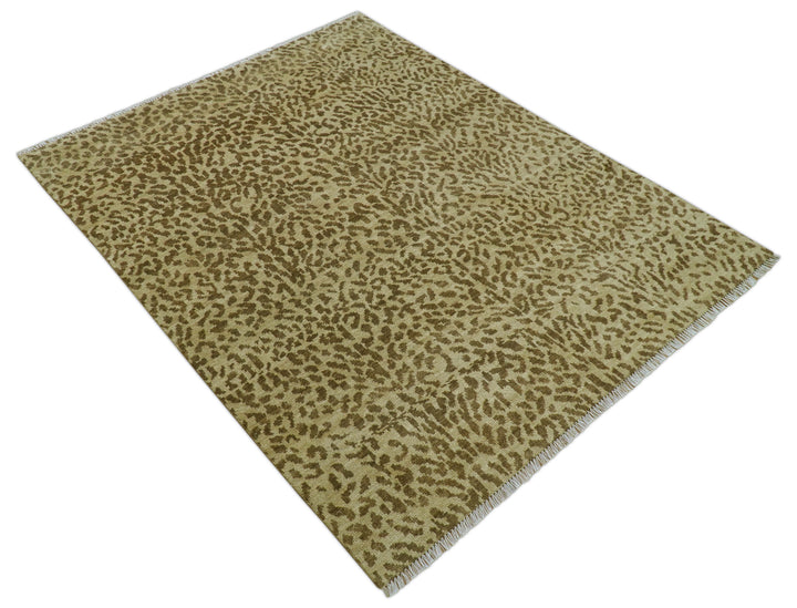Quick Ship 8x10 Hand Knotted Brown Contemporary Animal Pattern Wool Rug