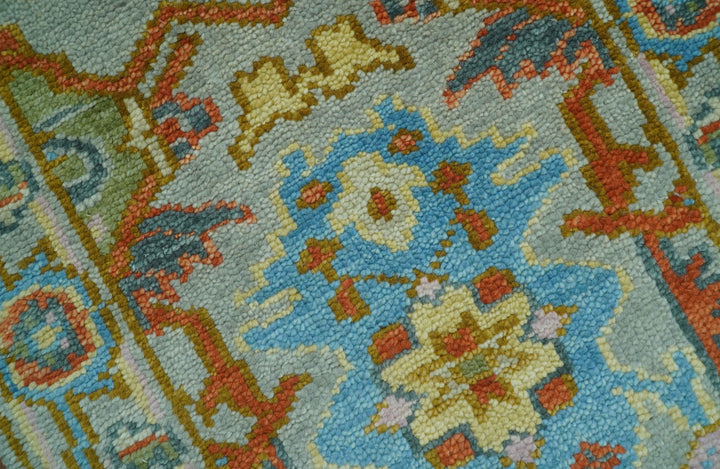 Made to Order Traditional Olive And Blue Hand Knotted Runner Wool Rug