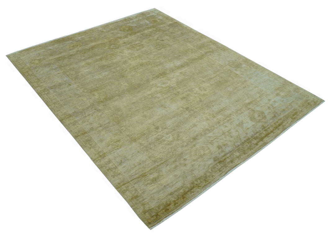 Traditional Oushak Design Beige And Silver Hand Knotted 8x10 Wool Area Rug