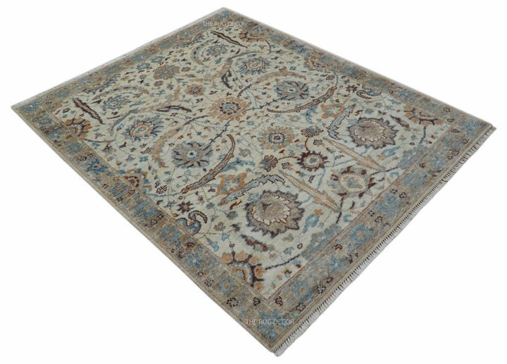 Custom Made Ivory And Camel Traditional Hand Knotted Wool Rug