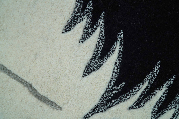 Hand Tufted 2x3 Animal Black And White Cat Wool Area Rug