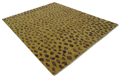 Chaia Dotted Golden-Brown and Purple Hand Knotted 8x10 wool area rug