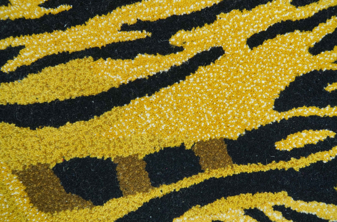 Animal Gold Tiger 3x5 Hand Tufted Wool Area Rug
