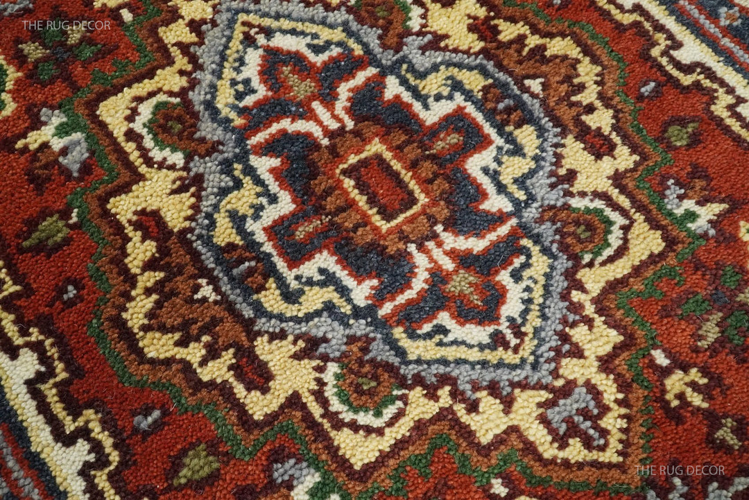 Sera Runner wool rug close-up showing a geometric medallion and textured pile