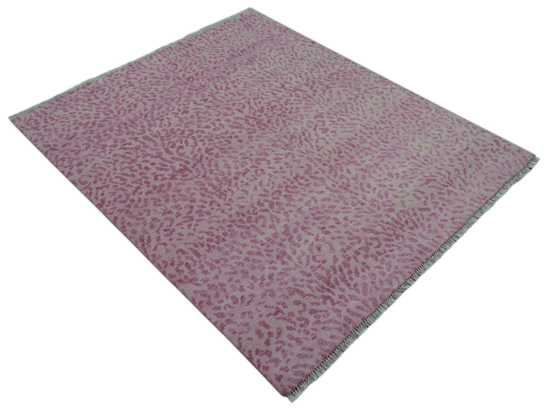 Quick Ship 8x10 Pink Contemporary Animal Design Hand Knotted Wool Rug