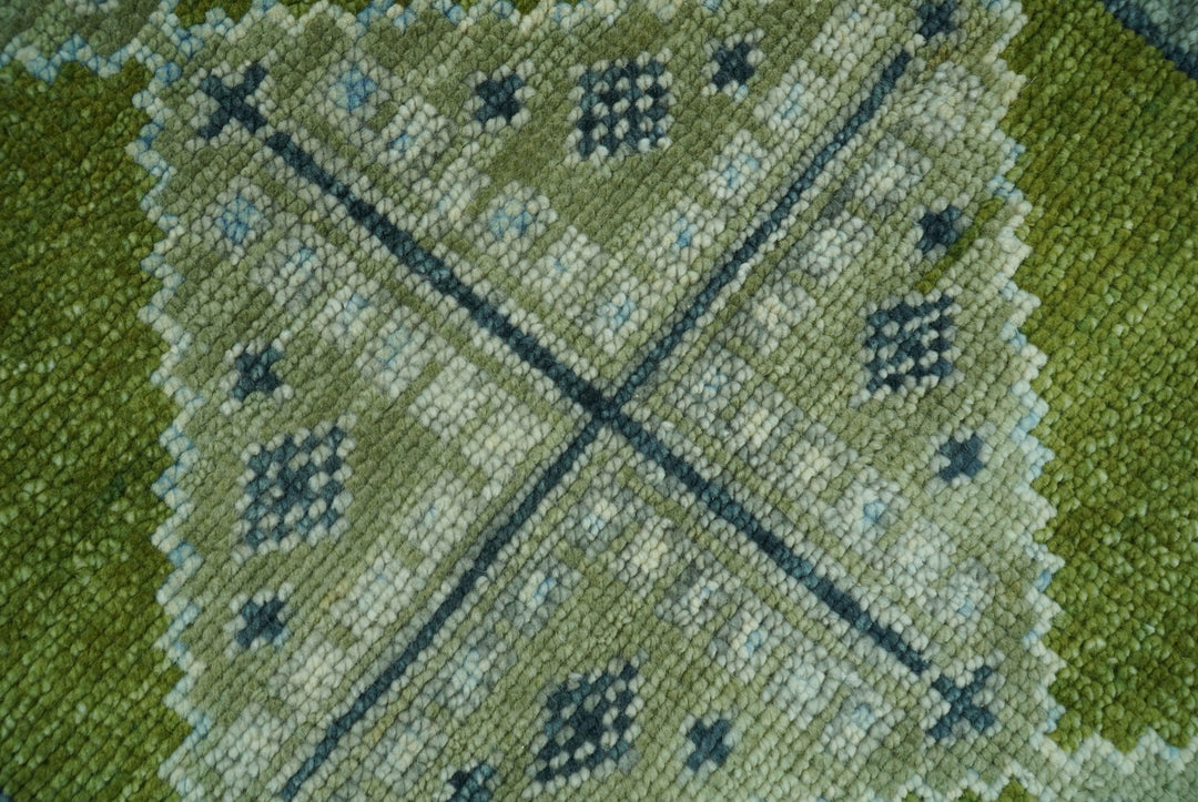 Made to Order Runner Traditional Heriz Green And Gray Hand Knotted Wool Rug
