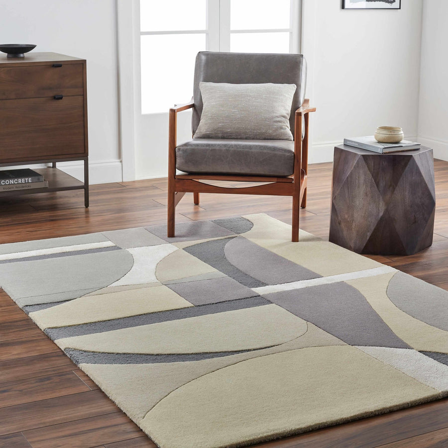 2x3 Duru Contemporary Abstract Beige And Gray Area Rug - The Rug Decor
