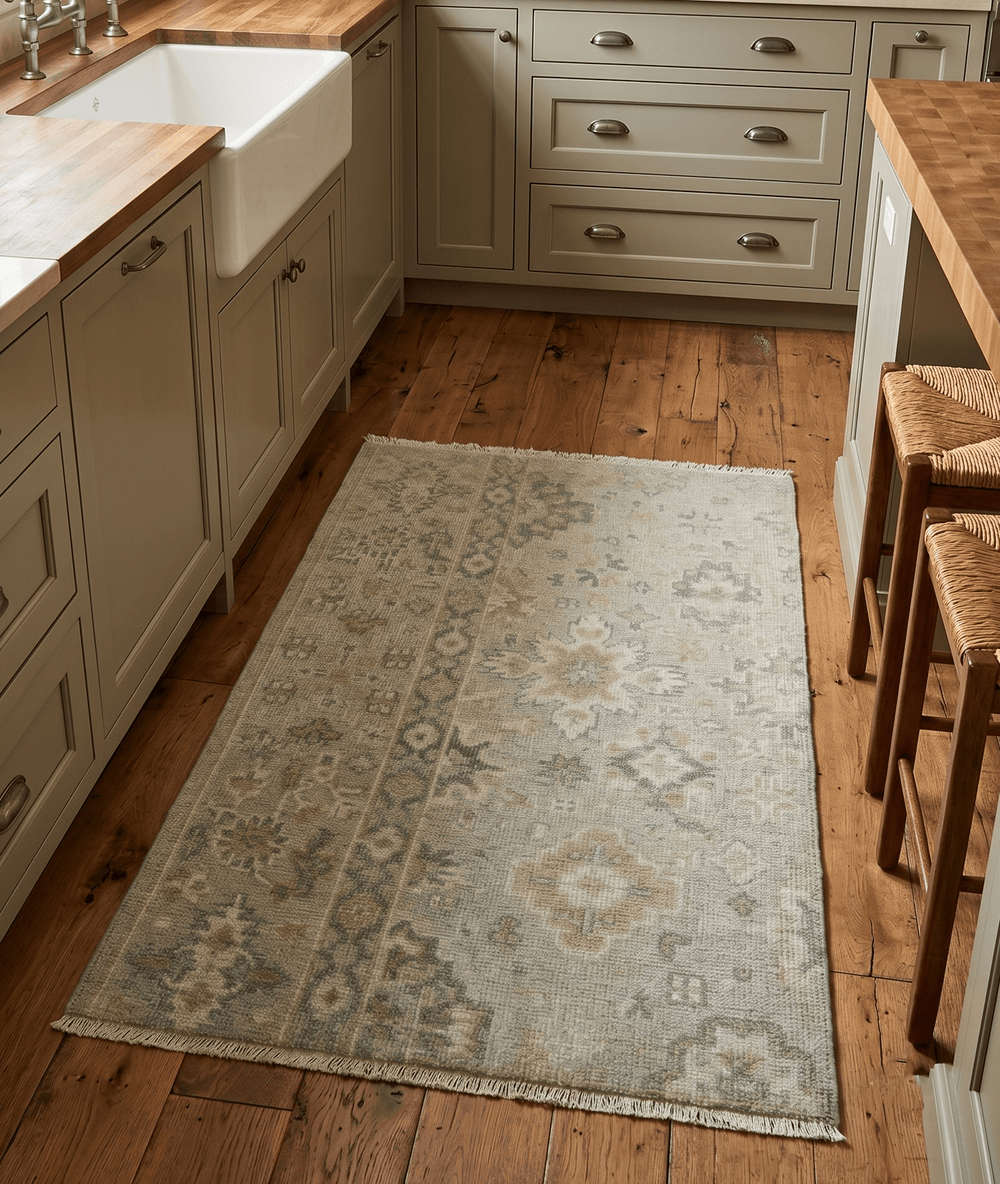 2x3 Hand Knotted Beige and Gray Traditional Persian Wool Rug - The Rug Decor