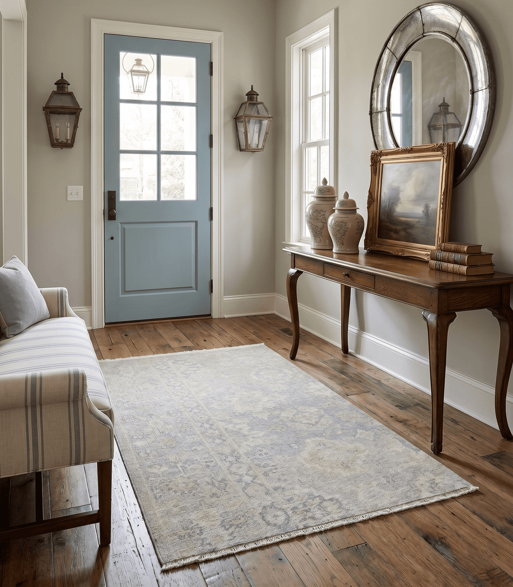 2x3 Hand Knotted Gray And Beige Traditional Oushak Wool Rug - The Rug Decor