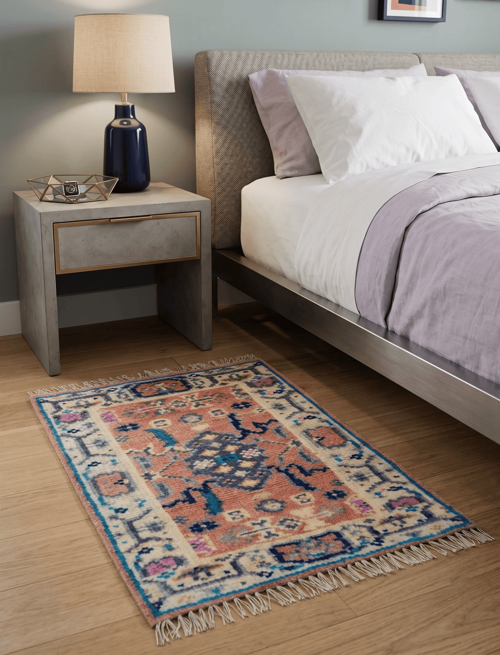 2x3 Traditional Peach And Ivory Hand Knotted Wool Rug - The Rug Decor