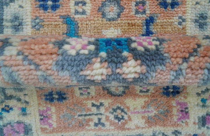 2x3 Traditional Peach And Ivory Hand Knotted Wool Rug - The Rug Decor