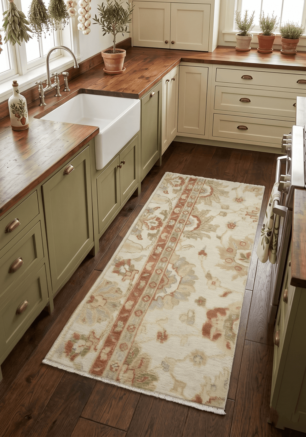 2x4 Hand Knotted Beige and Rust Traditional Oushak Wool Rug - The Rug Decor