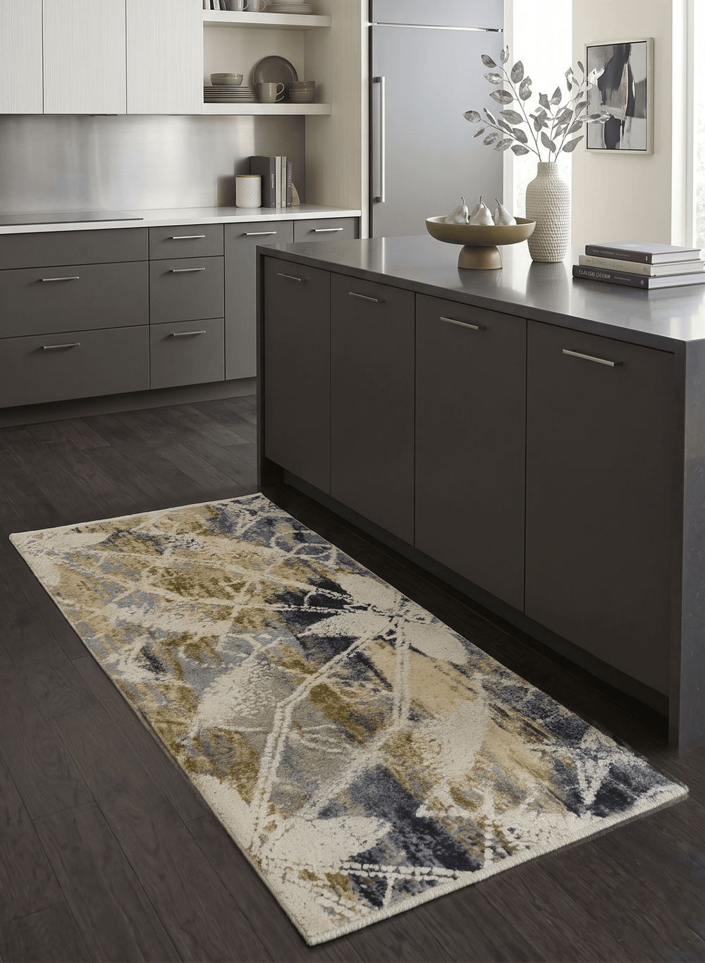 2x4 Hand Knotted Modern Olive And Charcoal Wool and Art Silk Rug - The Rug Decor