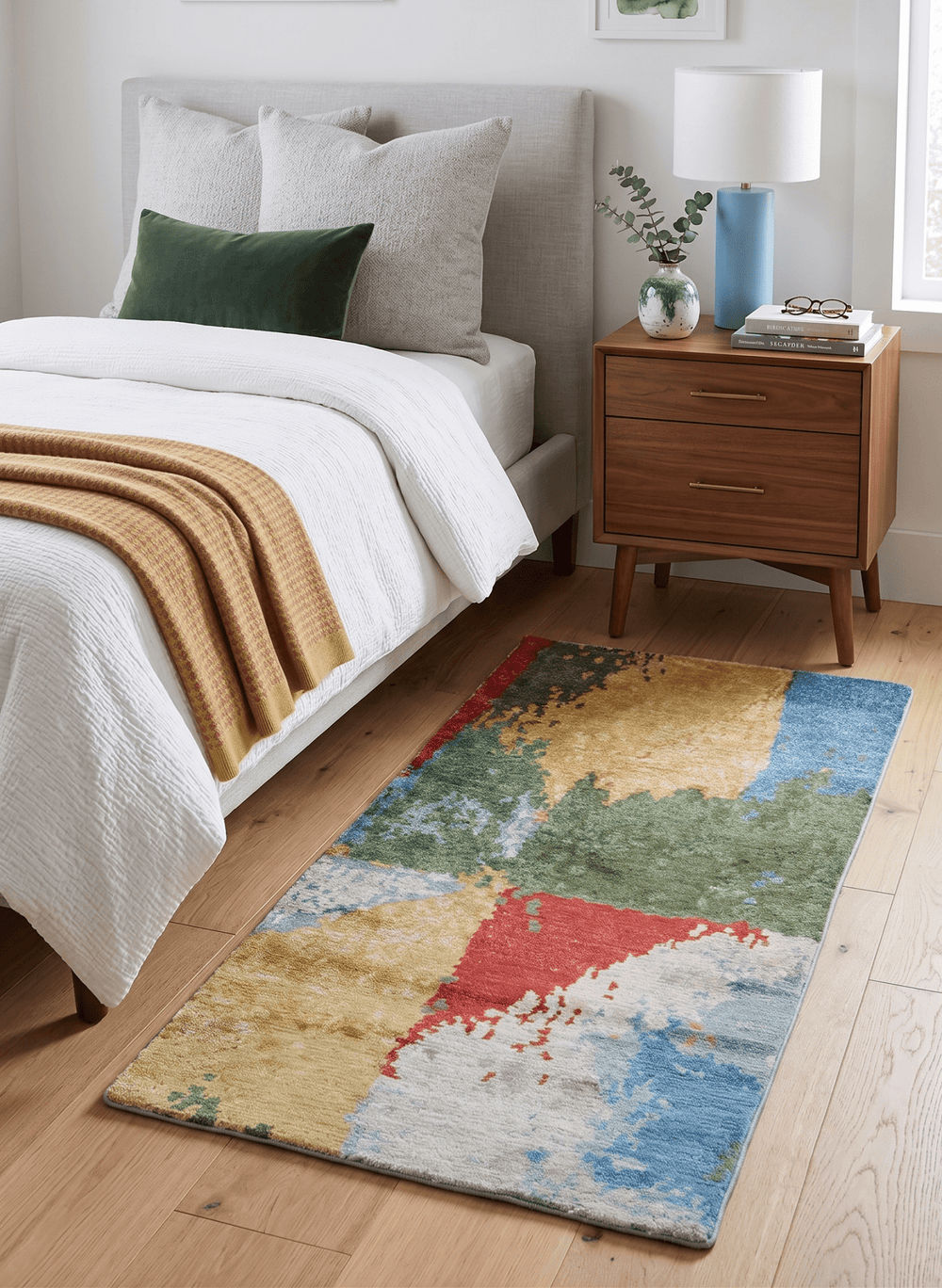 2x4 Modern Abstract Design Multicolor Wool and Silk Hand Knotted Rug - The Rug Decor