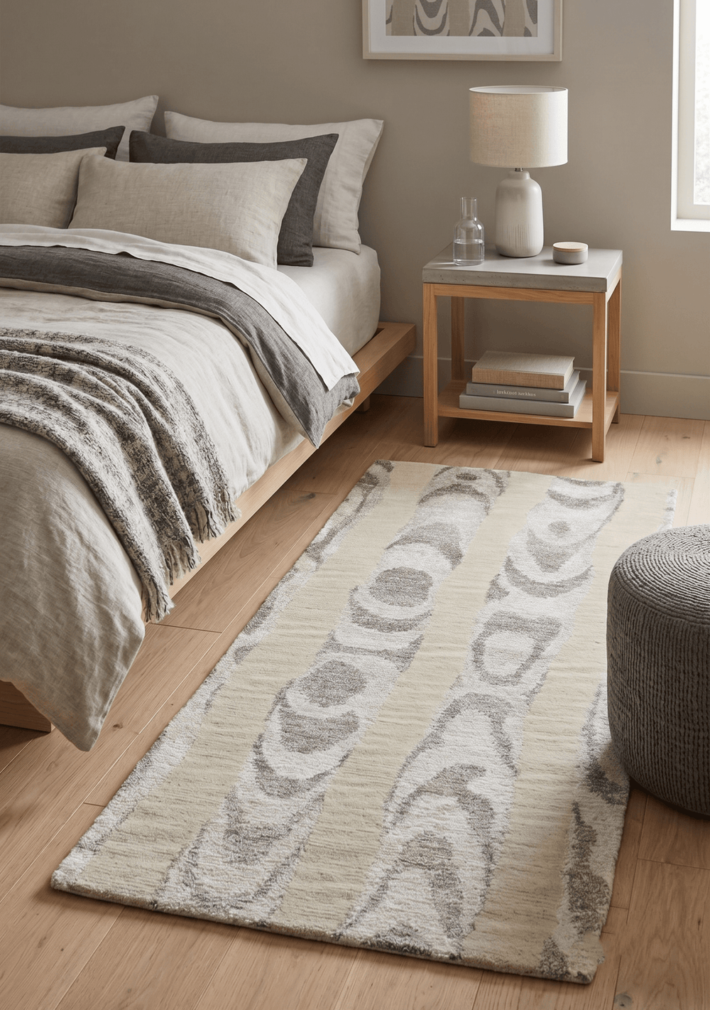 2x4 Modern Beige and Gray Wool and Silk Hand Knotted Rug - The Rug Decor