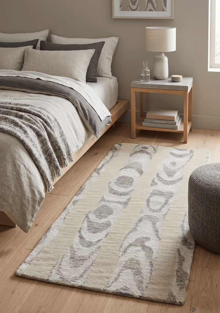 2x4 Modern Beige and Gray Wool and Silk Hand Knotted Rug - The Rug Decor