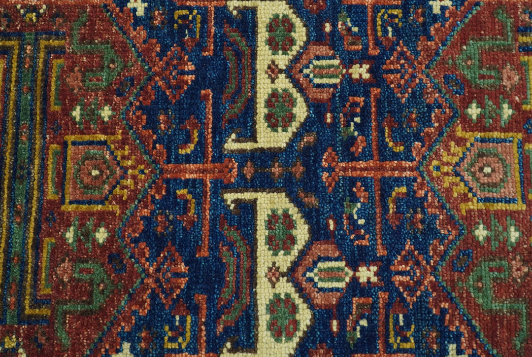 Ready to Ship Hand knotted 4x8 Traditional Antique Style Rust and Blue Area Rug