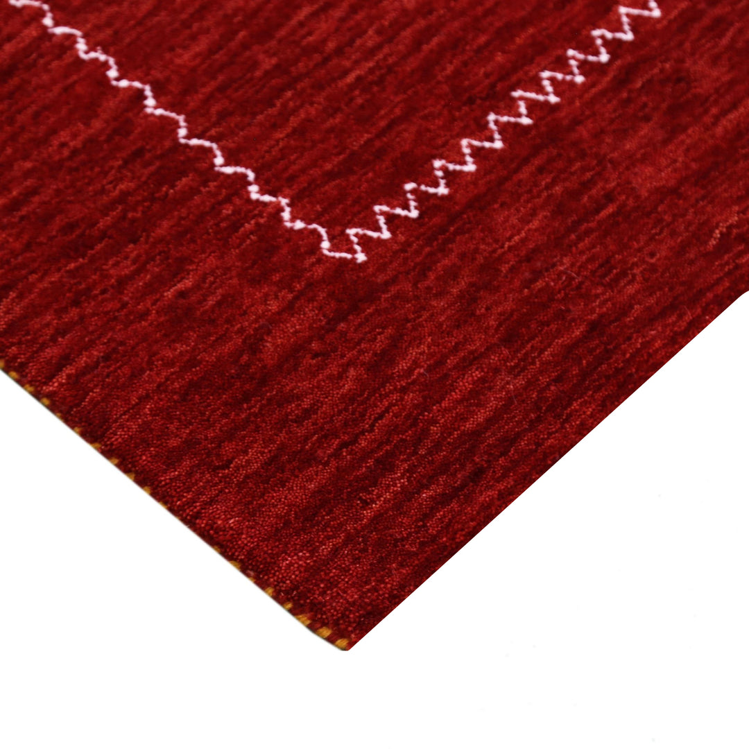 Modern Design Red Hand Loomed Wool Area Rug