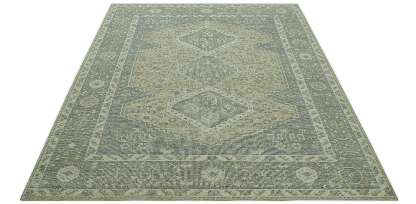 Beige And Gray Traditional Turkish Design Hand Knotted Custom Made Wool Rug
