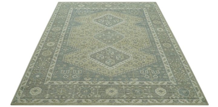 Beige And Gray Traditional Turkish Design Hand Knotted Custom Made Wool Rug