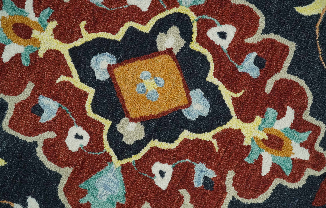 Ready to Ship 6x9 Traditional Charcoal And Maroon Hand Tufted Wool Rug