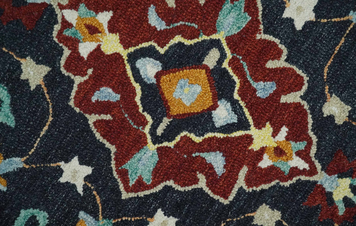 Quick Ship Traditional Charcoal And Maroon Hand Tufted 3x5 Wool Rug
