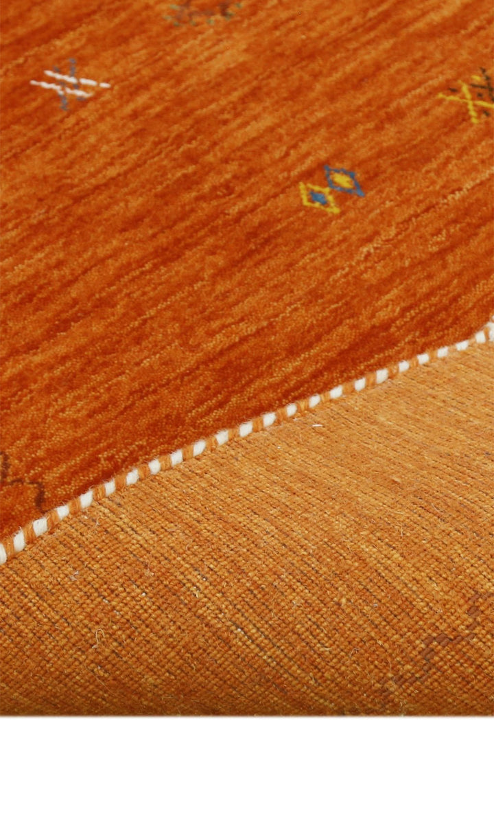 Modern Design Orange Hand Loomed Wool Area Rug
