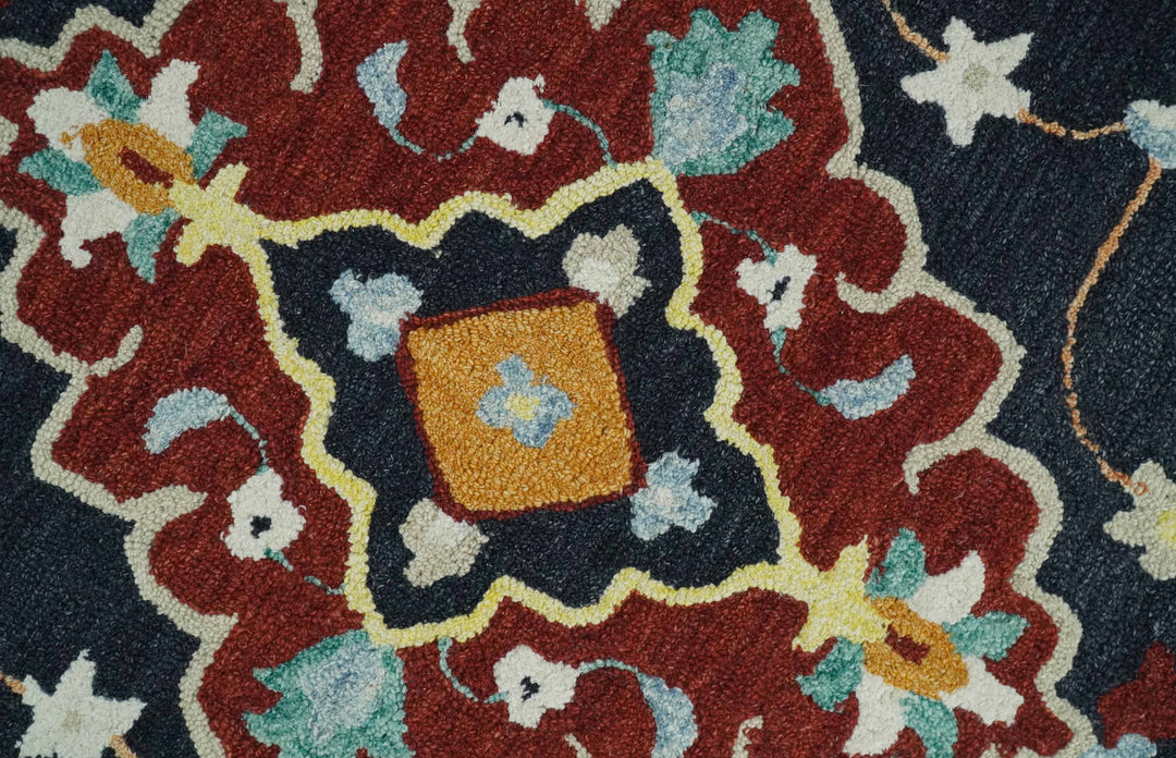 Ready to Ship Traditional Charcoal And Maroon Hand Tufted 5x8 Wool Rug